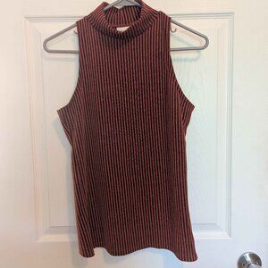 Daytrip Size Medium Red w/ Vertical Black Stripes Sleeveless Top